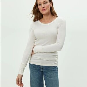 NWOT Michael Stars White Cotton Blend Long Sleeve Tee- One Size